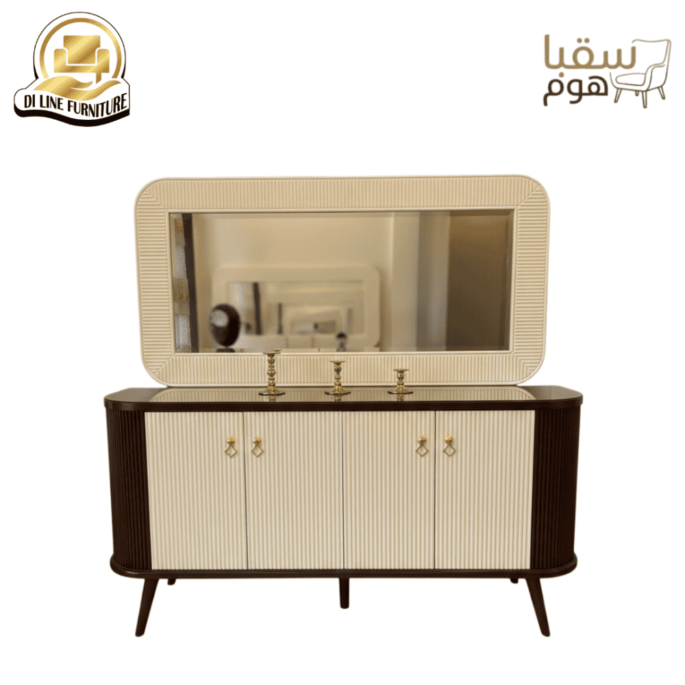 كرسي مع مرآة أنيقة من مجموعة الكرسي عدد 6، تصميم حديث وجودة عالية، مثالي لغرفة النوم أو غرفة المعيشة.